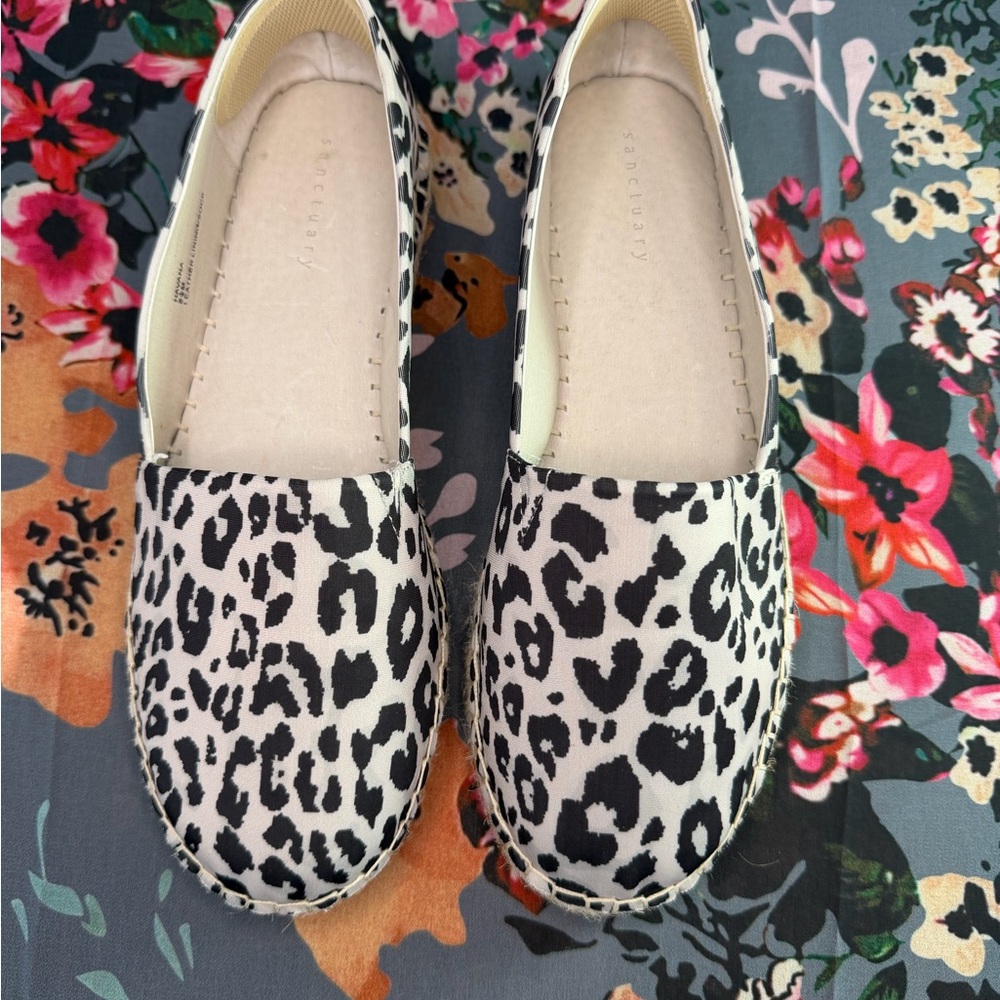 Sanctuary Havana Black and White Animal Print Espadrilles